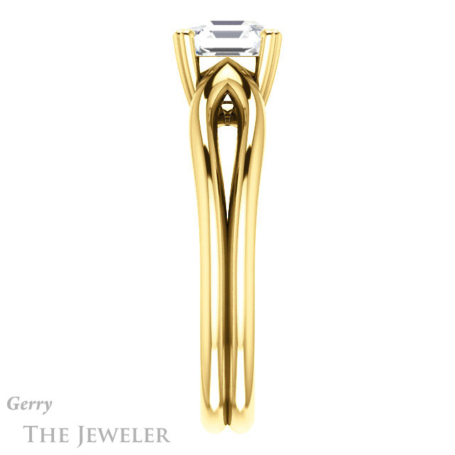 14k Yellow Gold Asscher Cut Forever One Engagement Ring Setting #GTJ1200-asscher-fo-y