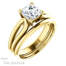 14k Yellow Gold Asscher Cut Forever One Engagement Ring Setting #GTJ1200-asscher-fo-y