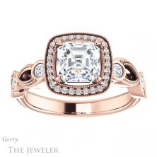 14k Rose Gold Asscher Cut Forever One Engagement Ring Setting #GTJ1201-asscher-fo-r 1 14k Rose Gold Asscher Cut Forever One Engagement Ring Setting #GTJ1201-asscher-fo-r