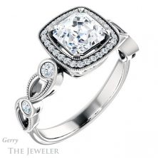 14k White Gold Asscher Cut Forever One Engagement Ring Setting #GTJ1201-asscher-fo-w