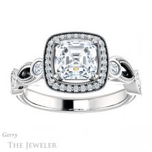 14k White Gold Asscher Cut Forever One Engagement Ring Setting #GTJ1201-asscher-fo-w