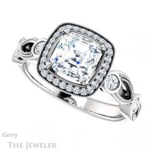 14k White Gold Asscher Cut Forever One Engagement Ring Setting #GTJ1201-asscher-fo-w