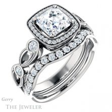 14k White Gold Asscher Cut Forever One Engagement Ring Setting #GTJ1201-asscher-fo-w