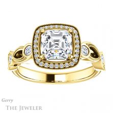 14k Yellow Gold Asscher Cut Forever One Engagement Ring Setting #GTJ1201-asscher-fo-y 1 14k Yellow Gold Asscher Cut Forever One Engagement Ring Setting #GTJ1201-asscher-fo-y