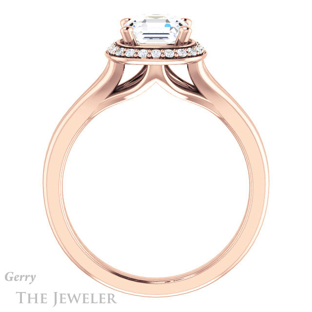 14k Rose Gold Asscher Cut Forever One Engagement Ring Setting #GTJ1202-asscher-fo-r