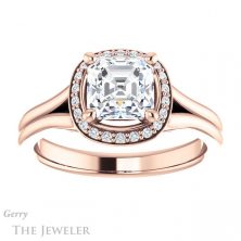 14k Rose Gold Asscher Cut Forever One Engagement Ring Setting #GTJ1202-asscher-fo-r