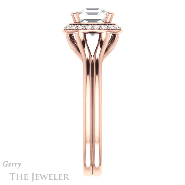 14k Rose Gold Asscher Cut Forever One Engagement Ring Setting #GTJ1202-asscher-fo-r