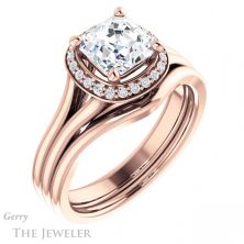 14k Rose Gold Asscher Cut Forever One Engagement Ring Setting #GTJ1202-asscher-fo-r