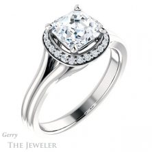 14k White Gold Asscher Cut Forever One Engagement Ring Setting #GTJ1202-asscher-fo-w