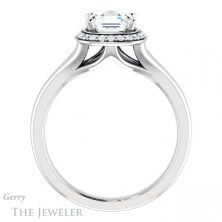 14k White Gold Asscher Cut Forever One Engagement Ring Setting #GTJ1202-asscher-fo-w