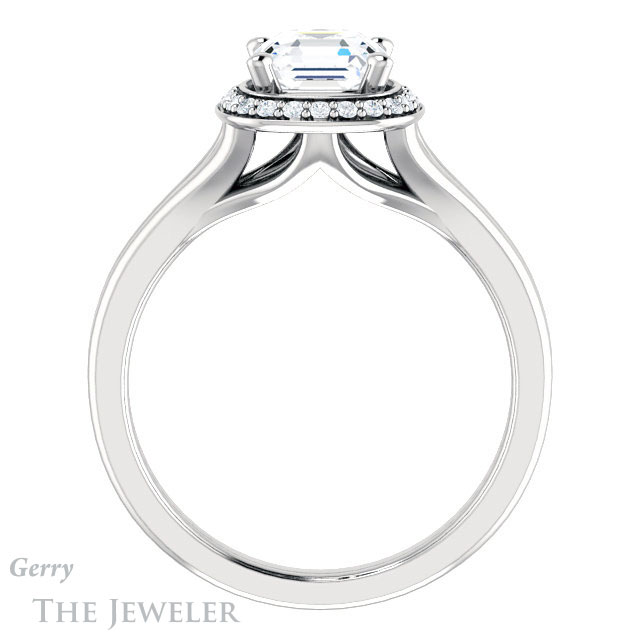 14k White Gold Asscher Cut Forever One Engagement Ring Setting #GTJ1202-asscher-fo-w
