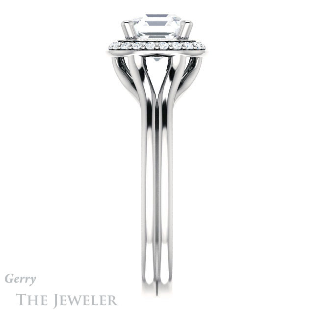 14k White Gold Asscher Cut Forever One Engagement Ring Setting #GTJ1202-asscher-fo-w