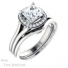 14k White Gold Asscher Cut Forever One Engagement Ring Setting #GTJ1202-asscher-fo-w
