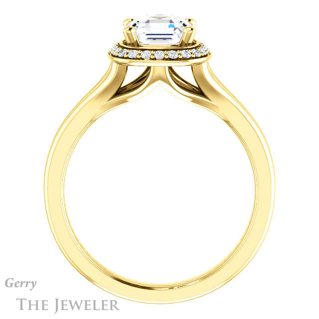 14k Yellow Gold Asscher Cut Forever One Engagement Ring Setting #GTJ1202-asscher-fo-y