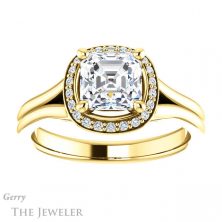 14k Yellow Gold Asscher Cut Forever One Engagement Ring Setting #GTJ1202-asscher-fo-y 1 14k Yellow Gold Asscher Cut Forever One Engagement Ring Setting #GTJ1202-asscher-fo-y