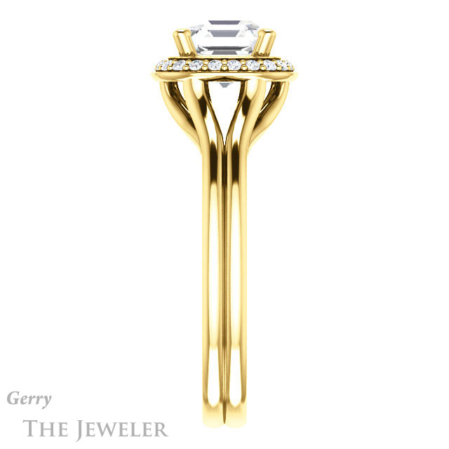 14k Yellow Gold Asscher Cut Forever One Engagement Ring Setting #GTJ1202-asscher-fo-y 3 14k Yellow Gold Asscher Cut Forever One Engagement Ring Setting #GTJ1202-asscher-fo-y