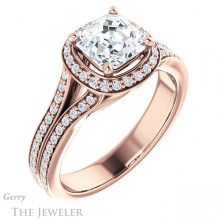 14k Rose Gold Asscher Cut Forever One Engagement Ring Setting #GTJ1203-asscher-fo-r 4 14k Rose Gold Asscher Cut Forever One Engagement Ring Setting #GTJ1203-asscher-fo-r