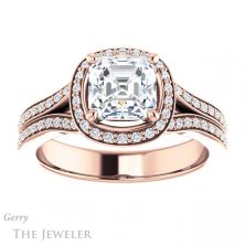 14k Rose Gold Asscher Cut Forever One Engagement Ring Setting #GTJ1203-asscher-fo-r 1 14k Rose Gold Asscher Cut Forever One Engagement Ring Setting #GTJ1203-asscher-fo-r