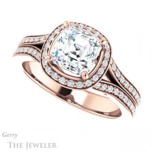 14k Rose Gold Asscher Cut Forever One Engagement Ring Setting #GTJ1203-asscher-fo-r 5 14k Rose Gold Asscher Cut Forever One Engagement Ring Setting #GTJ1203-asscher-fo-r