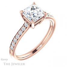 14k Rose Gold Asscher Cut Forever One Engagement Ring Setting #GTJ1206-asscher-fo-r 4 14k Rose Gold Asscher Cut Forever One Engagement Ring Setting #GTJ1206-asscher-fo-r