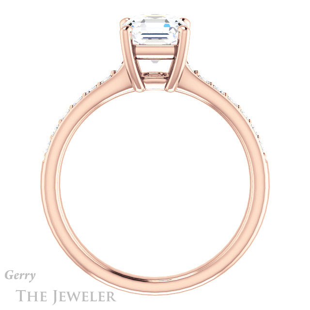 14k Rose Gold Asscher Cut Forever One Engagement Ring Setting #GTJ1206-asscher-fo-r