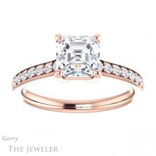 14k Rose Gold Asscher Cut Forever One Engagement Ring Setting #GTJ1206-asscher-fo-r 1 14k Rose Gold Asscher Cut Forever One Engagement Ring Setting #GTJ1206-asscher-fo-r