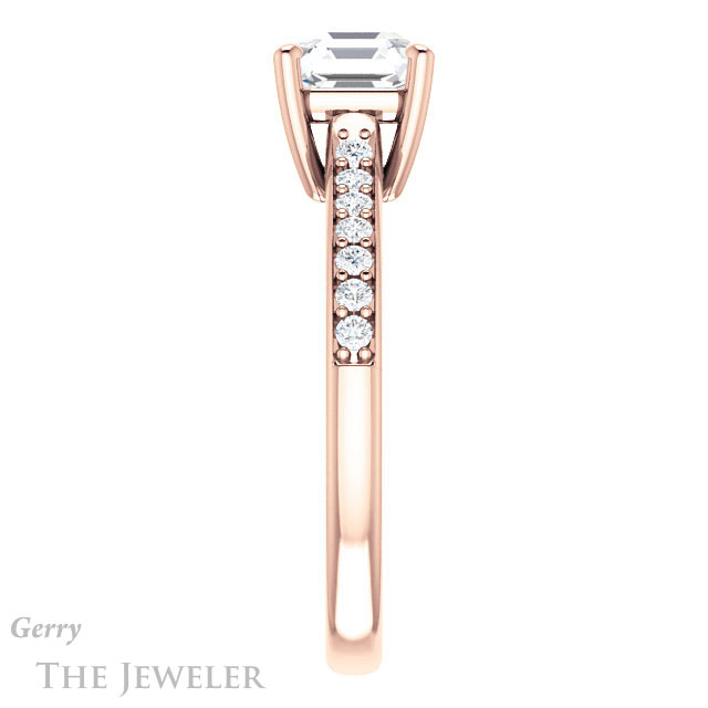 14k Rose Gold Asscher Cut Forever One Engagement Ring Setting #GTJ1206-asscher-fo-r 3 14k Rose Gold Asscher Cut Forever One Engagement Ring Setting #GTJ1206-asscher-fo-r