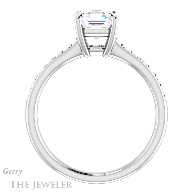 14k White Gold Asscher Cut Forever One Engagement Ring Setting #GTJ1206-asscher-fo-w