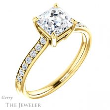 14k Yellow Gold Asscher Cut Forever One Engagement Ring Setting #GTJ1206-asscher-fo-y