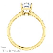14k Yellow Gold Asscher Cut Forever One Engagement Ring Setting #GTJ1206-asscher-fo-y