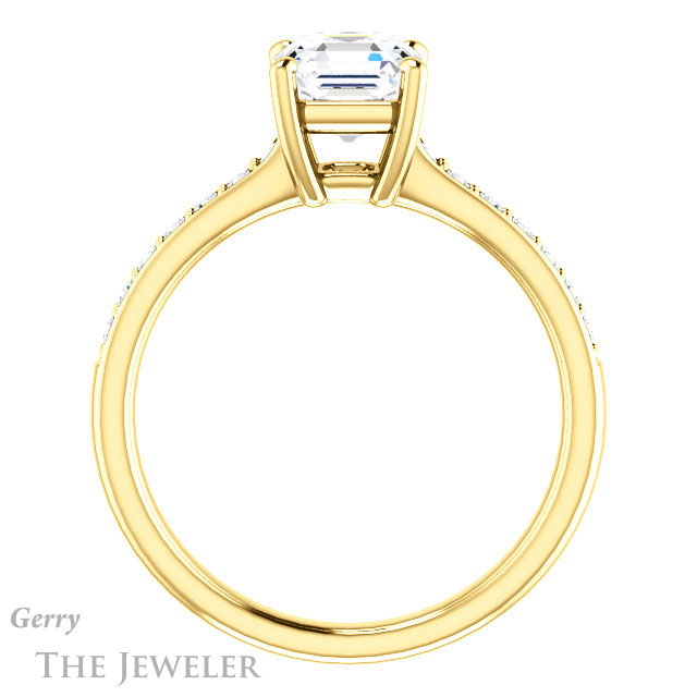 14k Yellow Gold Asscher Cut Forever One Engagement Ring Setting #GTJ1206-asscher-fo-y
