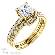14k Yellow Gold Asscher Cut Forever One Engagement Ring Setting #GTJ1206-asscher-fo-y
