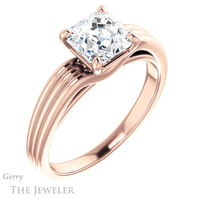 14k Rose Gold Asscher Cut Forever One Engagement Ring Setting #GTJ1207-asscher-fo-r 4 14k Rose Gold Asscher Cut Forever One Engagement Ring Setting #GTJ1207-asscher-fo-r