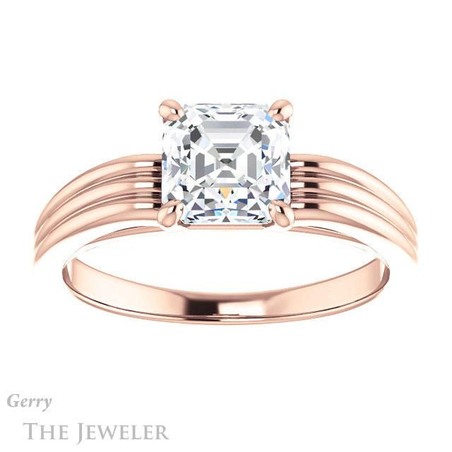 14k Rose Gold Asscher Cut Forever One Engagement Ring Setting #GTJ1207-asscher-fo-r