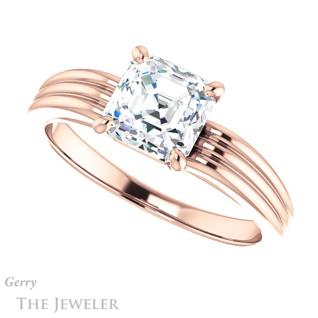 14k Rose Gold Asscher Cut Forever One Engagement Ring Setting #GTJ1207-asscher-fo-r 5 14k Rose Gold Asscher Cut Forever One Engagement Ring Setting #GTJ1207-asscher-fo-r
