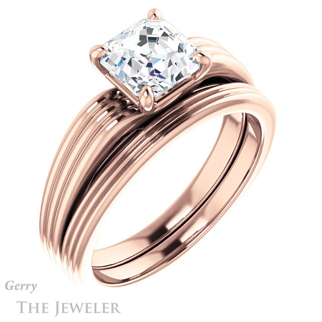 14k Rose Gold Asscher Cut Forever One Engagement Ring Setting #GTJ1207-asscher-fo-r 6 14k Rose Gold Asscher Cut Forever One Engagement Ring Setting #GTJ1207-asscher-fo-r