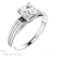 14k White Gold Asscher Cut Forever One Engagement Ring Setting #GTJ1207-asscher-fo-w 4 14k White Gold Asscher Cut Forever One Engagement Ring Setting #GTJ1207-asscher-fo-w