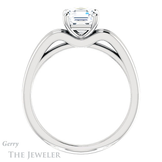 14k White Gold Asscher Cut Forever One Engagement Ring Setting #GTJ1207-asscher-fo-w