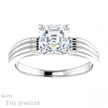 14k White Gold Asscher Cut Forever One Engagement Ring Setting #GTJ1207-asscher-fo-w 1 14k White Gold Asscher Cut Forever One Engagement Ring Setting #GTJ1207-asscher-fo-w