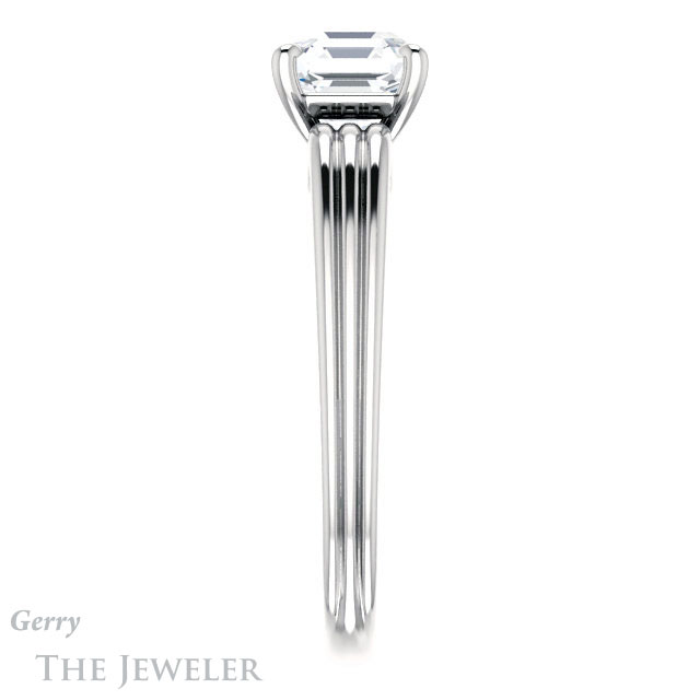 14k White Gold Asscher Cut Forever One Engagement Ring Setting #GTJ1207-asscher-fo-w 3 14k White Gold Asscher Cut Forever One Engagement Ring Setting #GTJ1207-asscher-fo-w