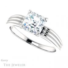 14k White Gold Asscher Cut Forever One Engagement Ring Setting #GTJ1207-asscher-fo-w 5 14k White Gold Asscher Cut Forever One Engagement Ring Setting #GTJ1207-asscher-fo-w