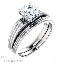 14k White Gold Asscher Cut Forever One Engagement Ring Setting #GTJ1207-asscher-fo-w 6 14k White Gold Asscher Cut Forever One Engagement Ring Setting #GTJ1207-asscher-fo-w