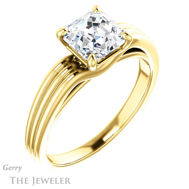 14k Yellow Gold Asscher Cut Forever One Engagement Ring Setting #GTJ1207-asscher-fo-y 4 14k Yellow Gold Asscher Cut Forever One Engagement Ring Setting #GTJ1207-asscher-fo-y