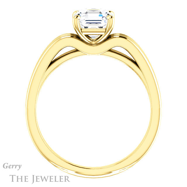 14k Yellow Gold Asscher Cut Forever One Engagement Ring Setting #GTJ1207-asscher-fo-y