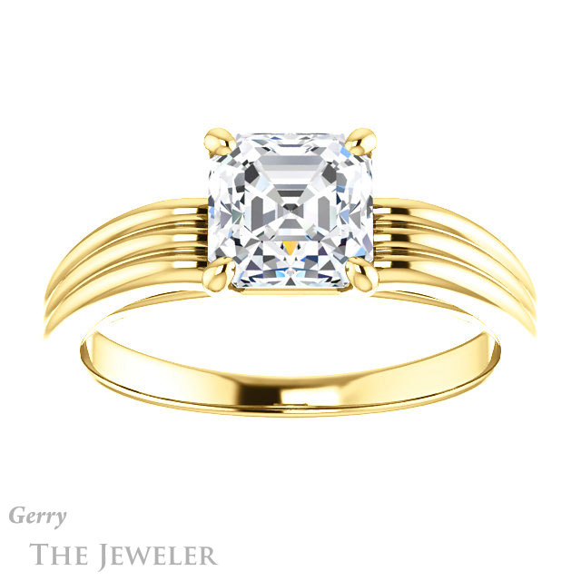 14k Yellow Gold Asscher Cut Forever One Engagement Ring Setting #GTJ1207-asscher-fo-y