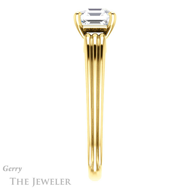 14k Yellow Gold Asscher Cut Forever One Engagement Ring Setting #GTJ1207-asscher-fo-y 3 14k Yellow Gold Asscher Cut Forever One Engagement Ring Setting #GTJ1207-asscher-fo-y
