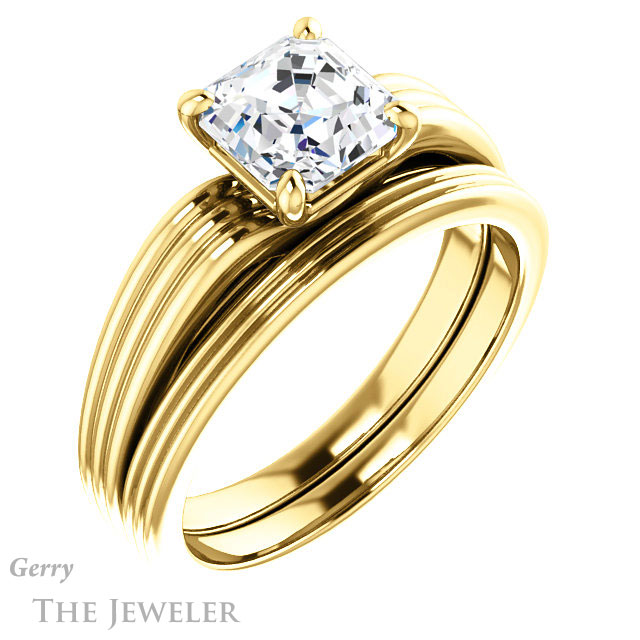 14k Yellow Gold Asscher Cut Forever One Engagement Ring Setting #GTJ1207-asscher-fo-y 6 14k Yellow Gold Asscher Cut Forever One Engagement Ring Setting #GTJ1207-asscher-fo-y