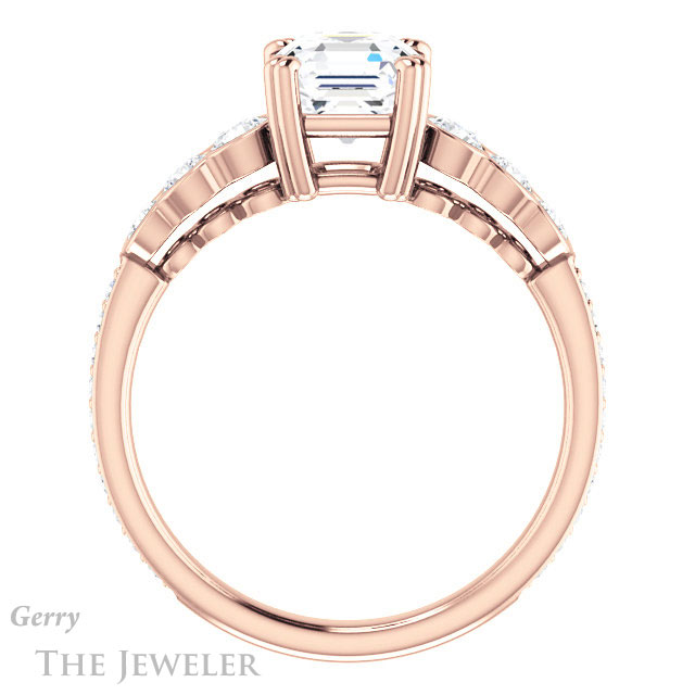 14k Rose Gold Asscher Cut Forever One Engagement Ring Setting #GTJ1208-asscher-fo-r