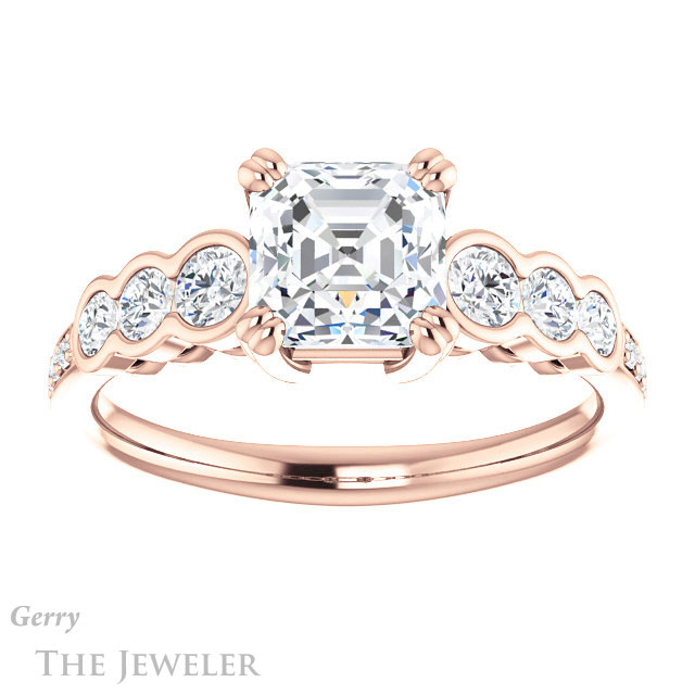 14k Rose Gold Asscher Cut Forever One Engagement Ring Setting #GTJ1208-asscher-fo-r
