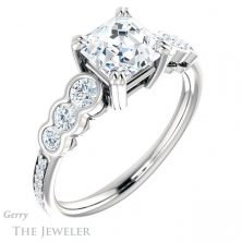 14k White Gold Asscher Cut Forever One Engagement Ring Setting #GTJ1208-asscher-fo-w 4 14k White Gold Asscher Cut Forever One Engagement Ring Setting #GTJ1208-asscher-fo-w